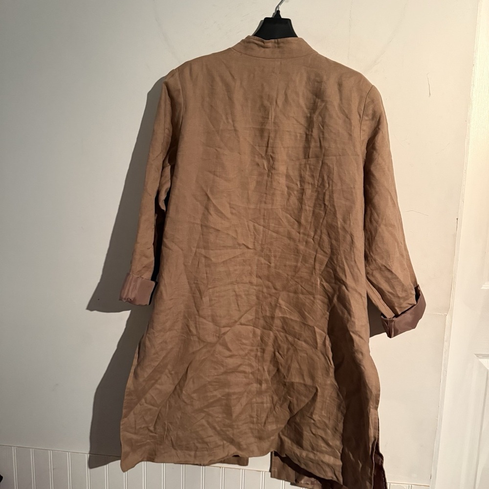 JG Hook 18W Plus Size Linen Cardigan Duster Lagenlook Minimalist Brown - Picture 3 of 4